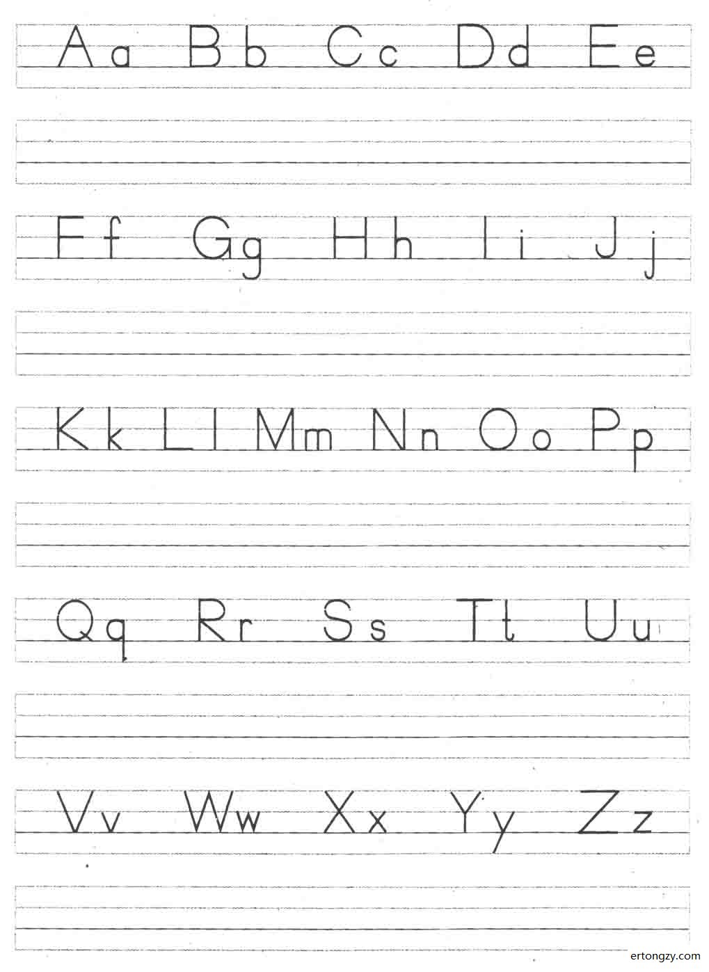 26个汉语 拼音字母表写法(注意字母占格位置)