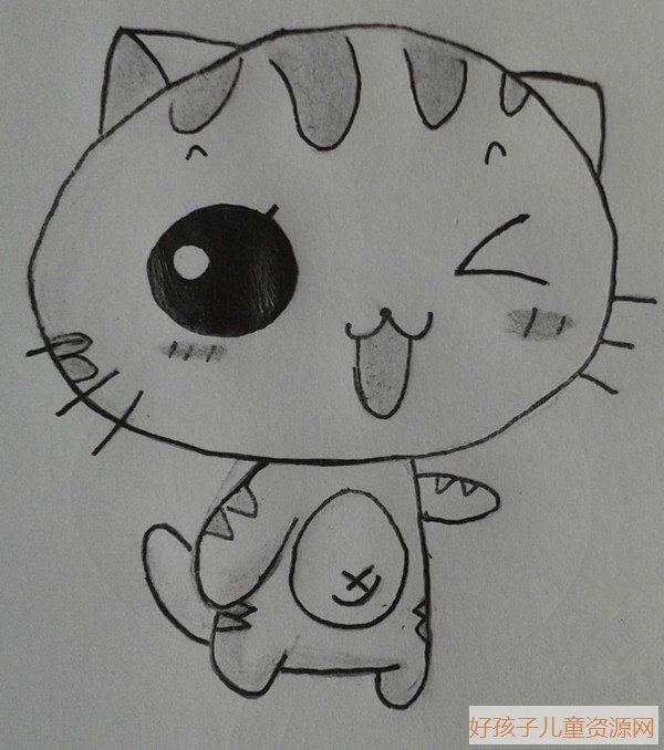 可爱卡通猫儿童简笔画-可爱的cc猫