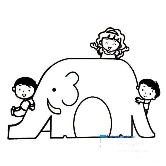 大象滑滑梯简笔画,大象滑滑梯的简笔画画法