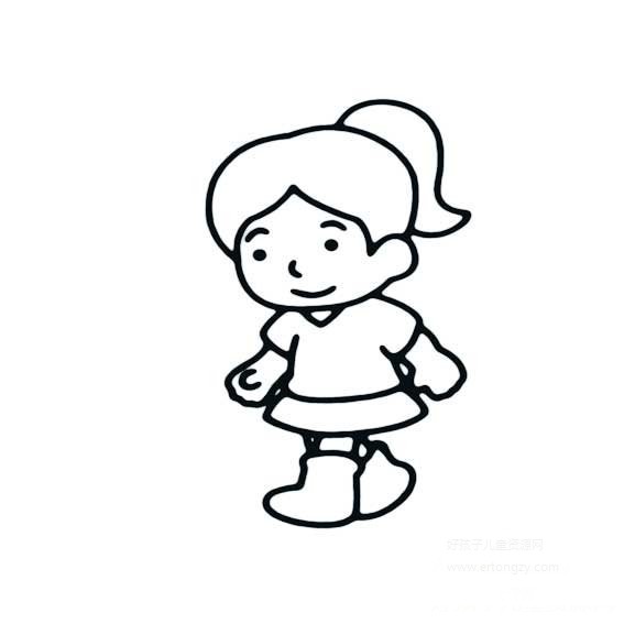 小女孩的画法走路的简单画法_人物简笔画