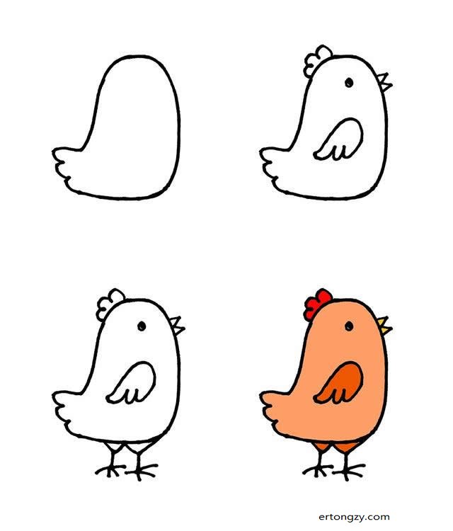 儿童简笔画大全 动物简笔画  导读:本文给大家讲解的是零基础入门小鸡