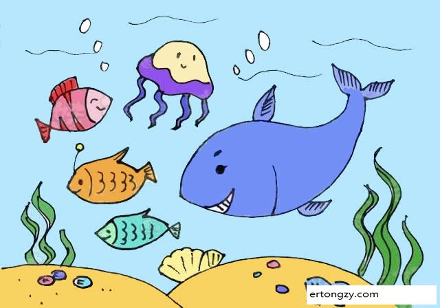 海洋主题儿童简笔画画法步骤教程