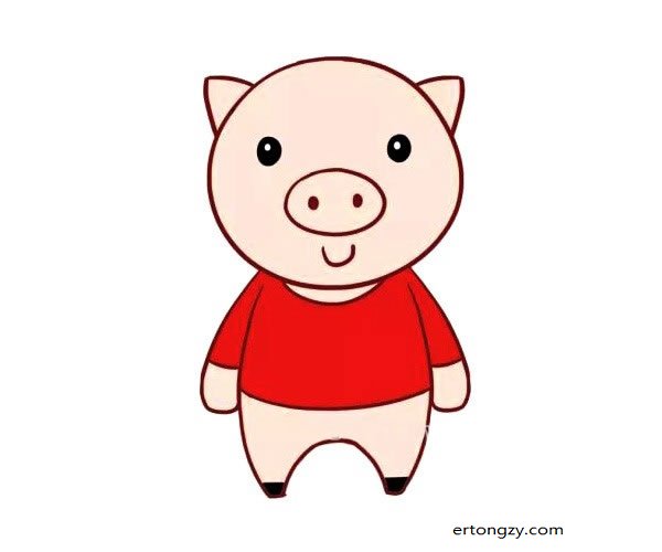 可爱的卡通小猪简笔画彩色画法