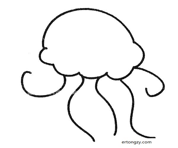 动物简笔画 导读:本文给大家讲解的是儿童学画卡通水母简笔画步骤图解