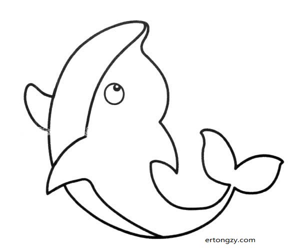 海底世界简笔画之可爱的海豚和鲨鱼_动物简笔画
