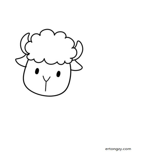学习资源 儿童绘画 儿童简笔画大全 动物简笔画    第一步:画出绵羊的